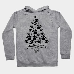 Dog Paw Christmas Tree - Black Hoodie